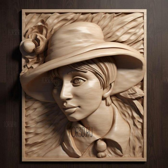 Madame Chapeau 1 stl model for CNC